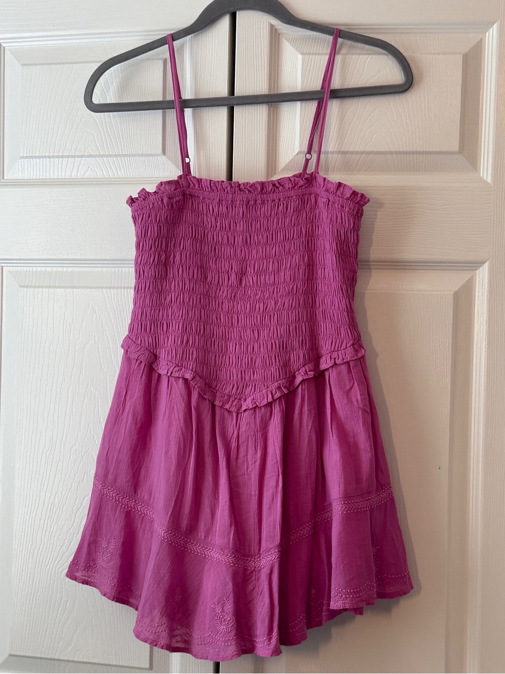 American Eagle Outfitters Magenta Smocked Mini Sundress Romper